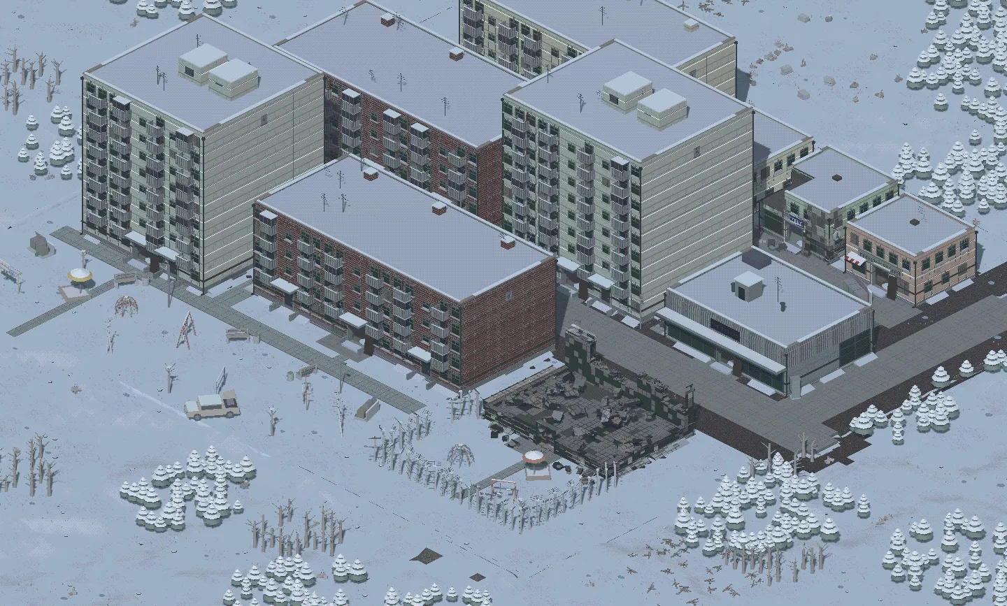 Panel blocks under snow in the town